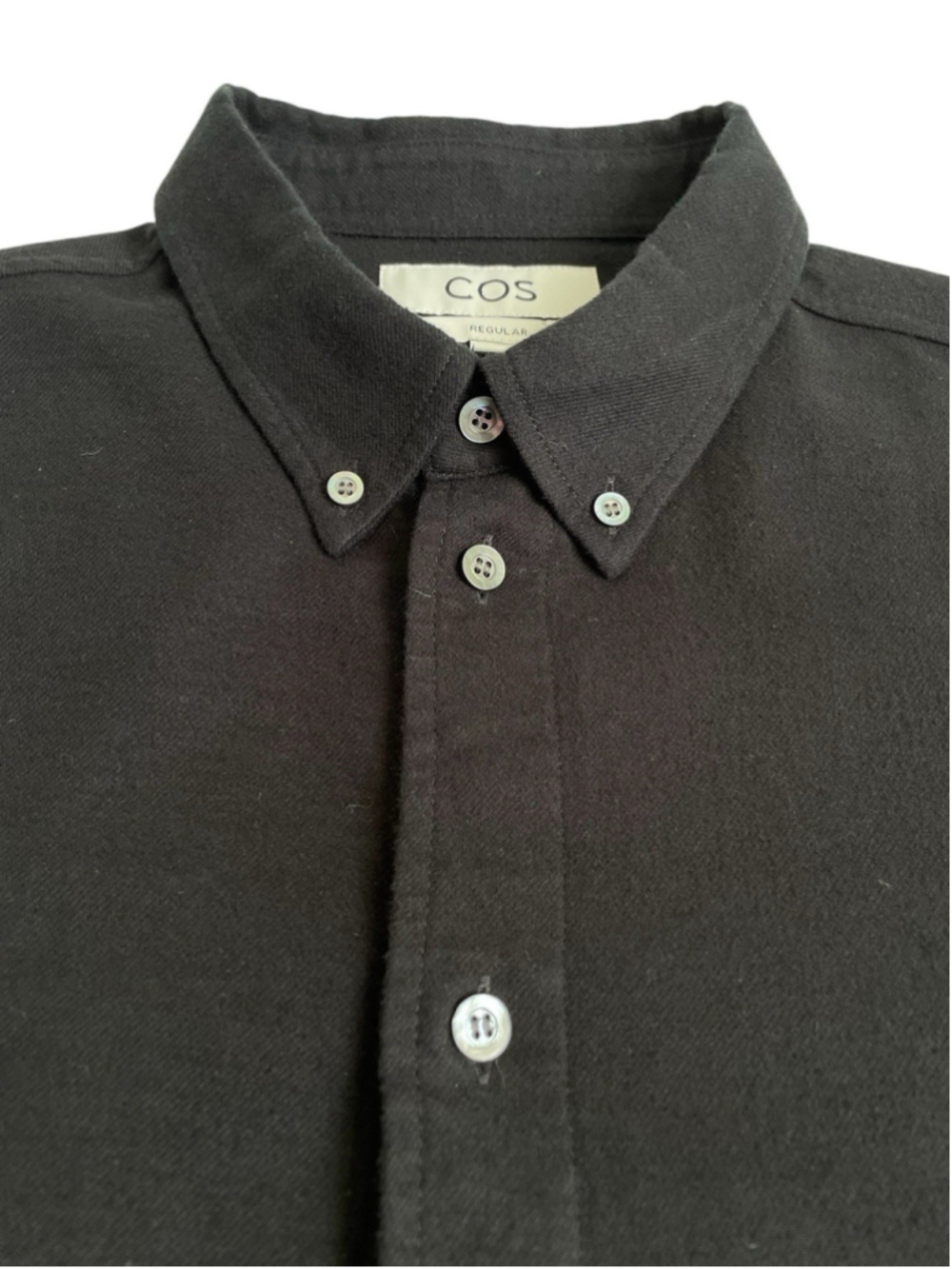 Cos Button Down Shirt Men Size EU Large Black Long Sleeve - Picture 4 of 11